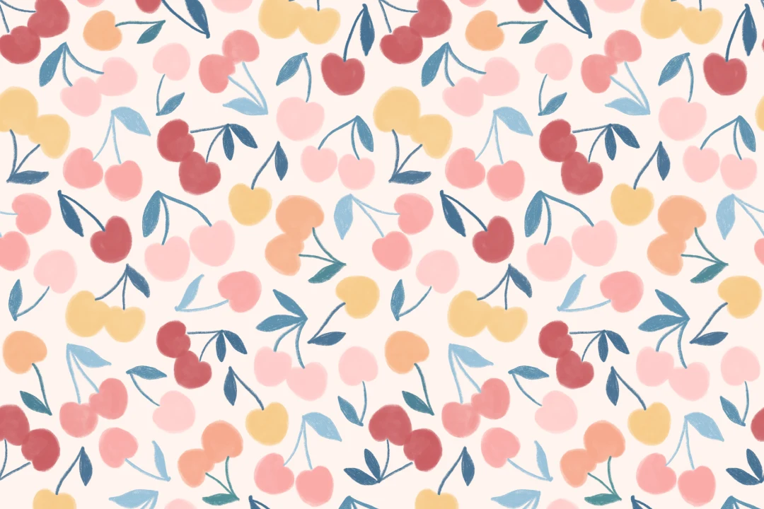 Papel pintado de Cerezas en tonos pastel