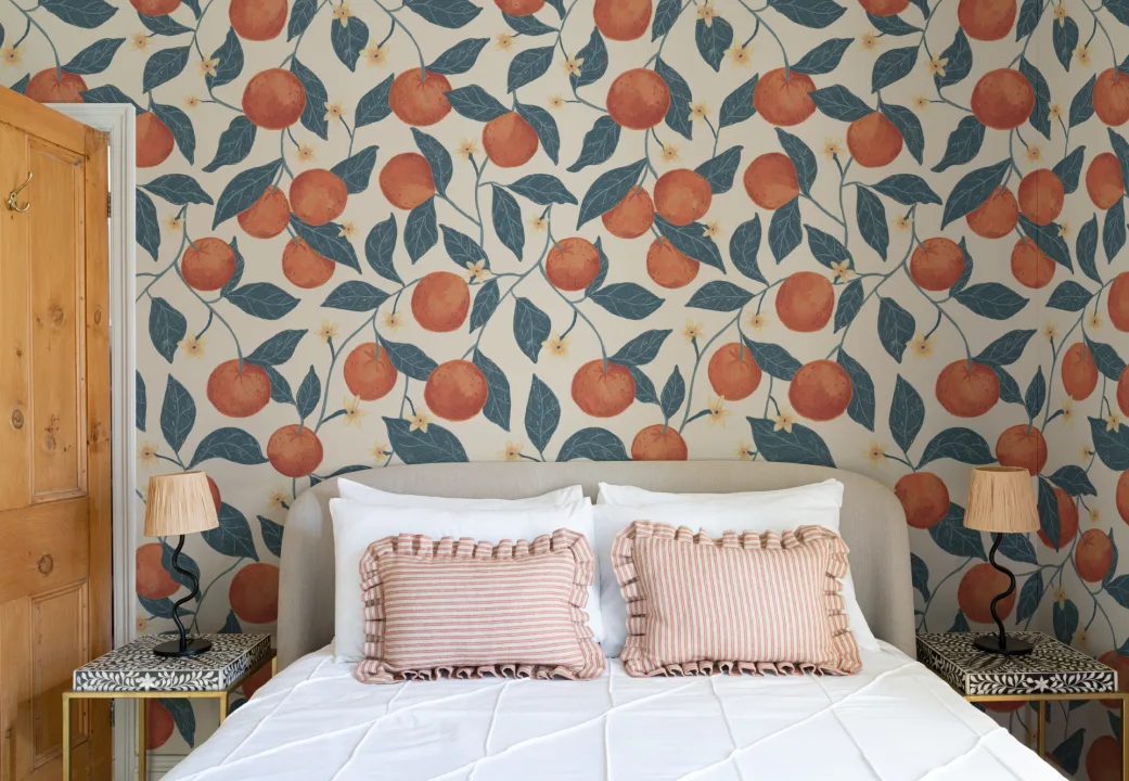 Beige Botanical Oranges Mural