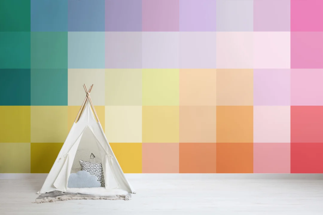 Large Multi-Colored Squares Pixel Style Wallpaper Mural