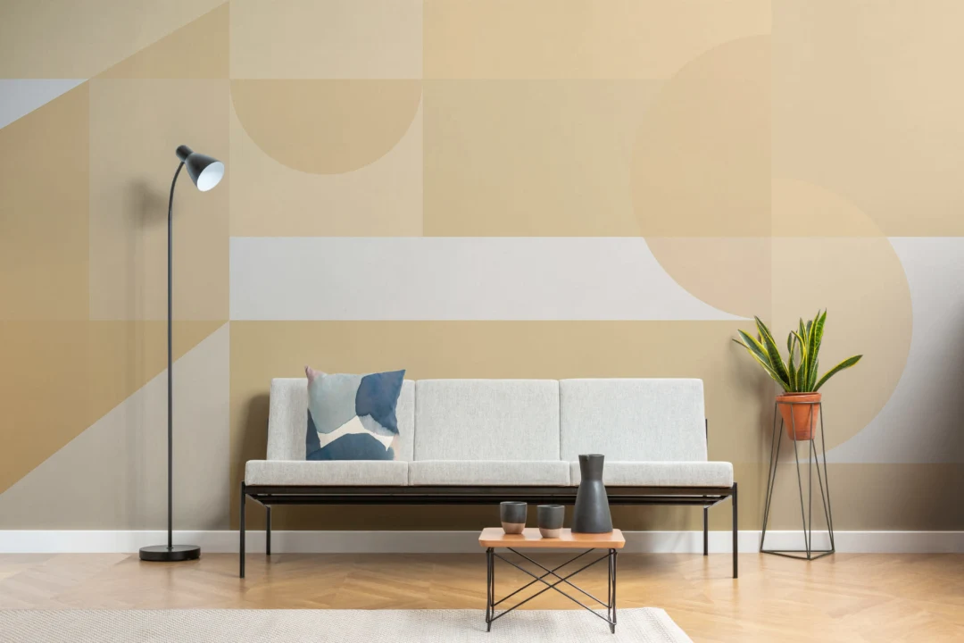 Yellow Geometric Shapes Modern Bauhaus Wallpaper Mural