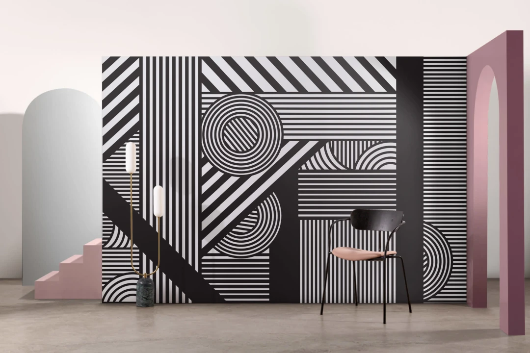 Oriz Geometric Black & White Wallpaper Mural