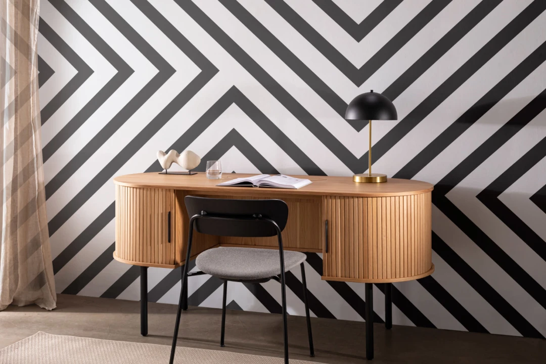 Mona Black & White Striped Wallpaper Mural