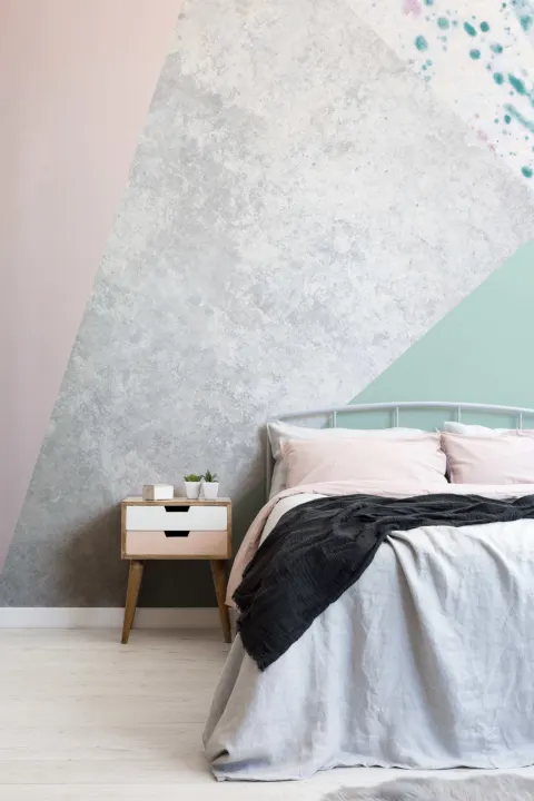 Pink & Green Geometric Wallpaper Mural