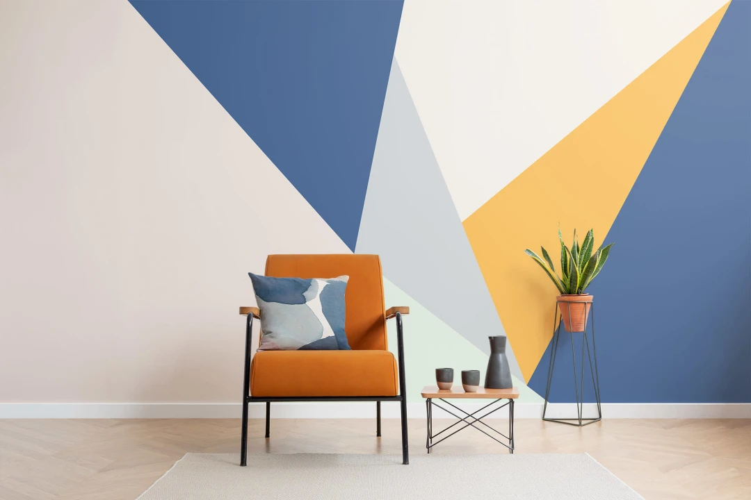 Mural Papel Pintado Triangúlos Modernos en Colores Pastel Acabado Mate