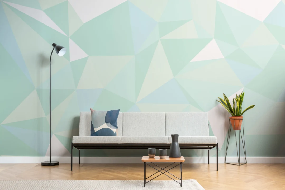 Mint Green Geometric Wallpaper Mural