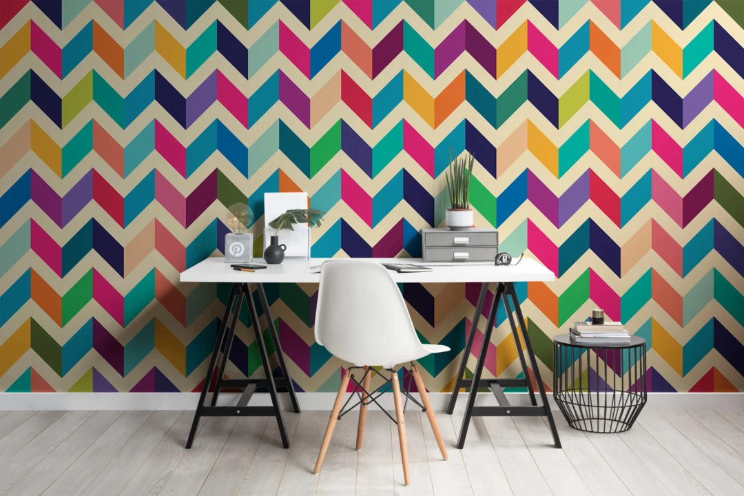 Multi-Colored Zig Zag Pattern Wallpaper Mural