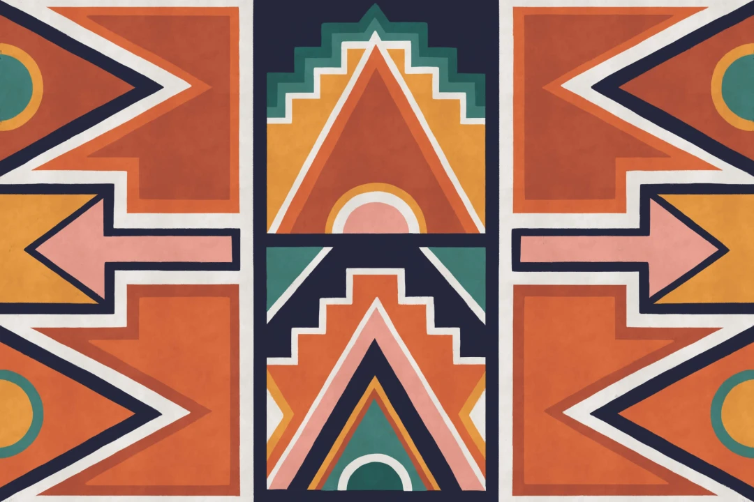 Orange & Blue Ndebele Print African Style Wallpaper Mural