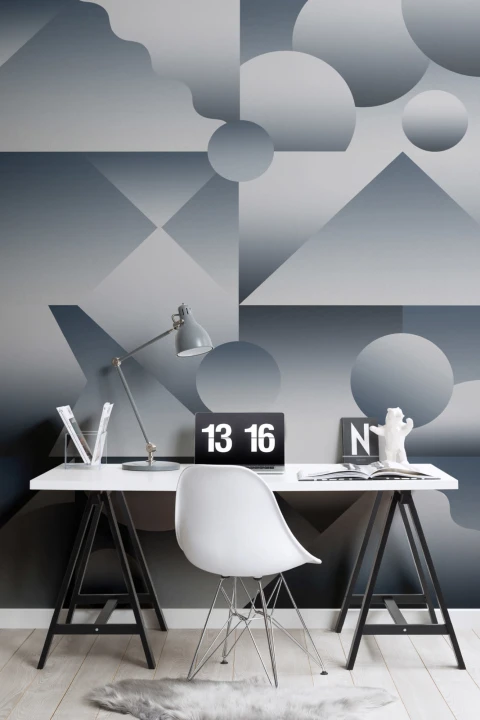 Blue Abstract Shape Gradient Wallpaper Mural