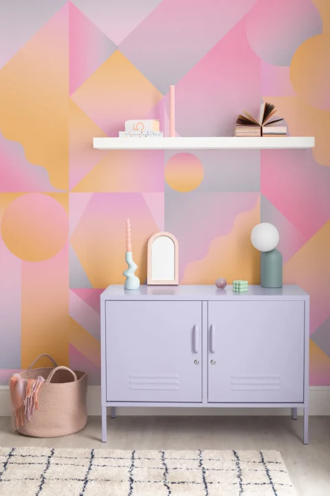 Orange og pink geometrisk gradient tapet vægmaleri