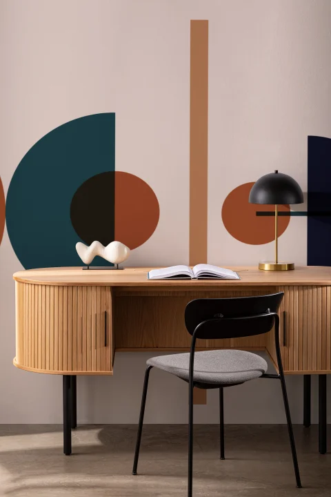 Albastru și neutru Mid Century Modern Geometric Wallpaper Mural