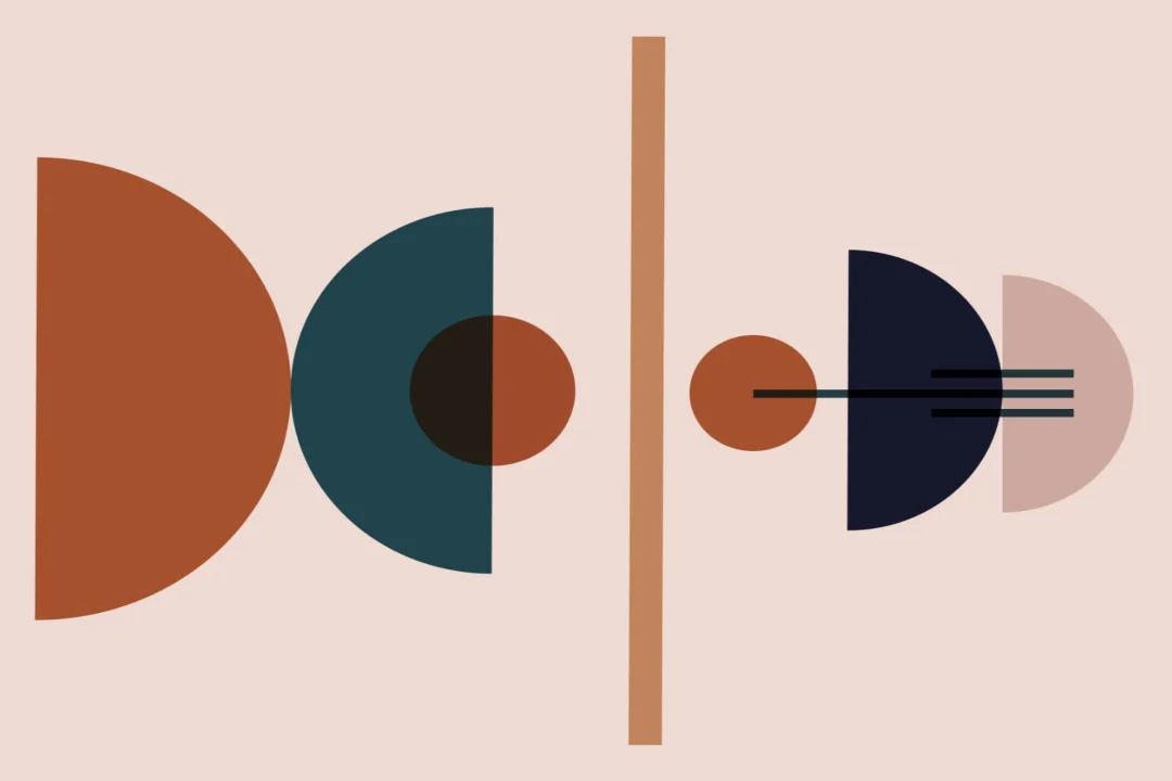 Albastru și neutru Mid Century Modern Geometric Wallpaper Mural