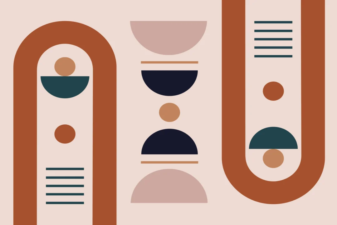 Neutral Mid Century Style Shapes Geometric Wallpaper Mural