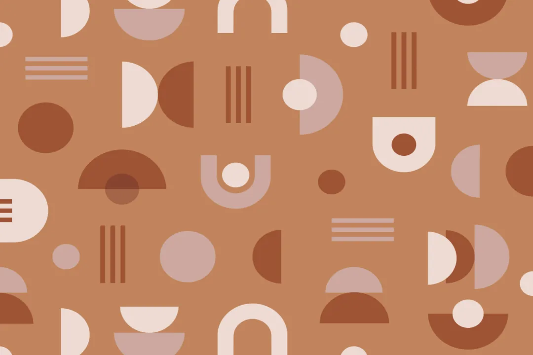 Mural Papel Pintado Formas Geométricas al Estilo Mid Century Modern en Tonos Terrosos