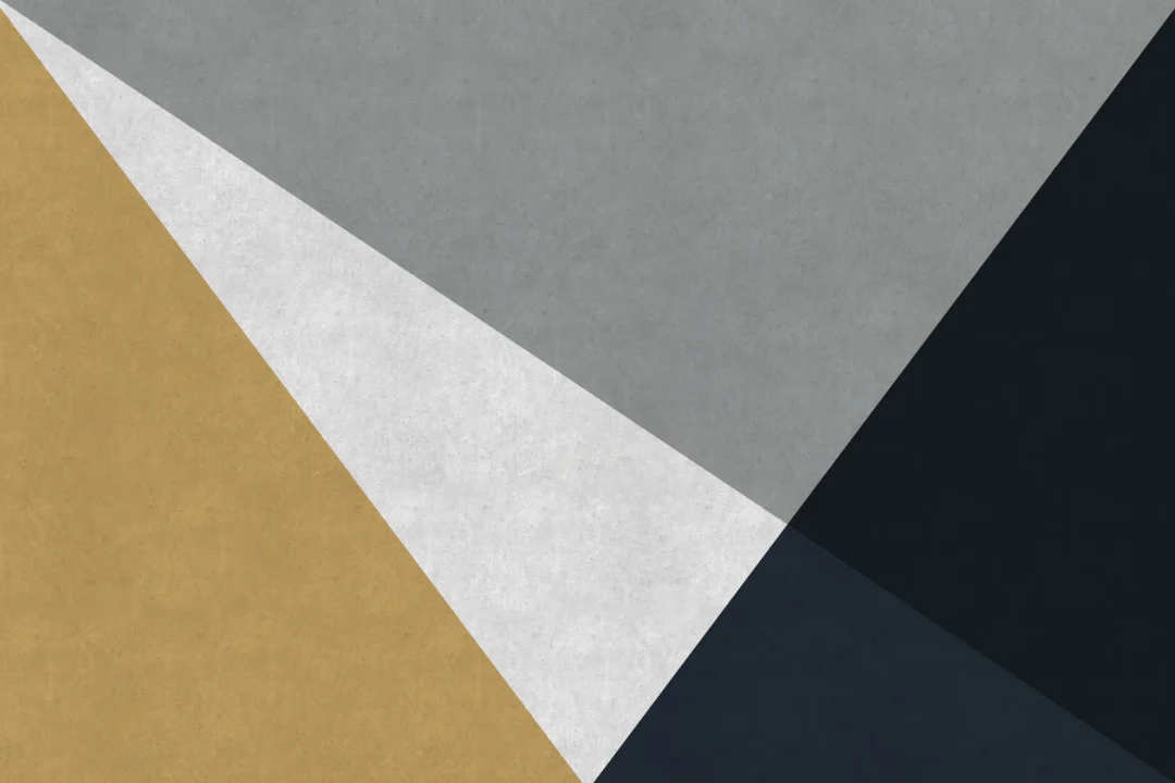 Gray, Blue & Gold Concrete Effect Geometric Wallpaper Mural