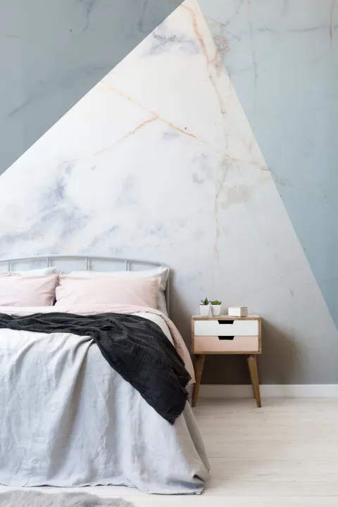 Blue Marble Effect Geometric Wallpaper Mural