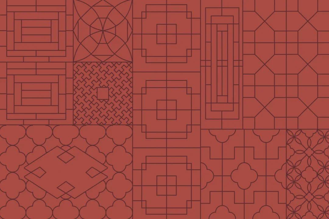 Chinese Style Red Geometric Wallpaper Mural
