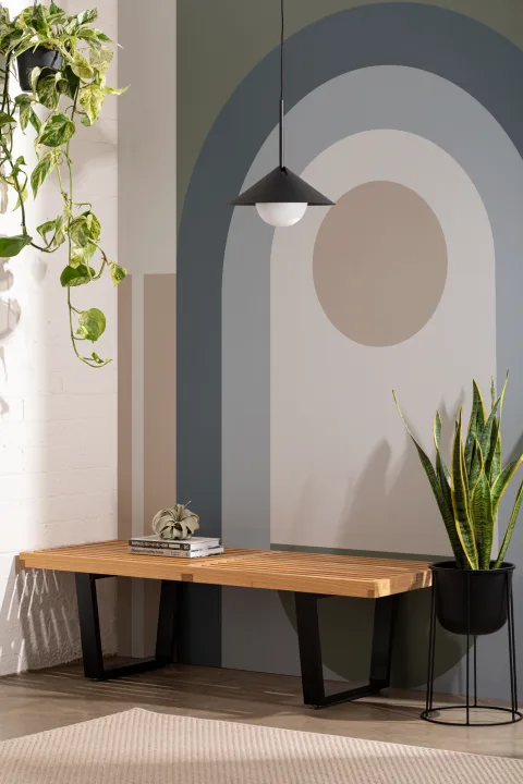 Geometric Murales de papel pintado verde de mediados de siglo moderno