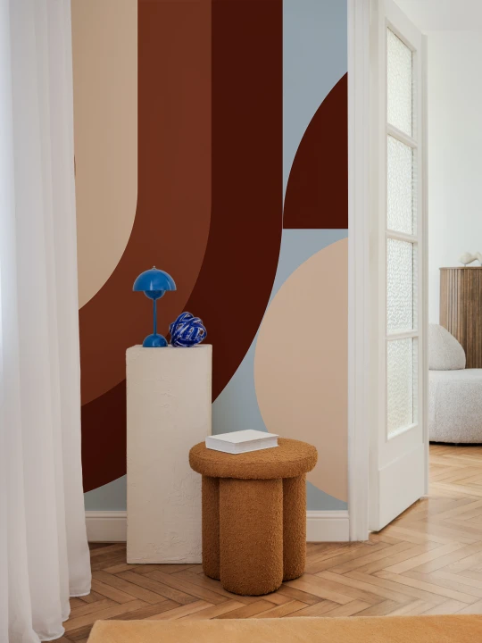 Burnt Orange Geometric Pattern Contemporary Wall Mural