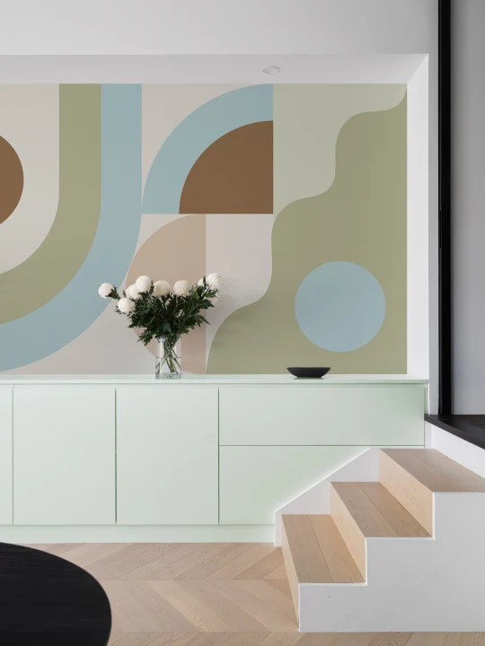 Mural de papel pintado de estilo retro geométrico multicolor