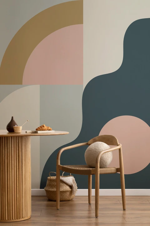 Marineblå Retro Geometrisk Mønster Abstrakt Fototapet