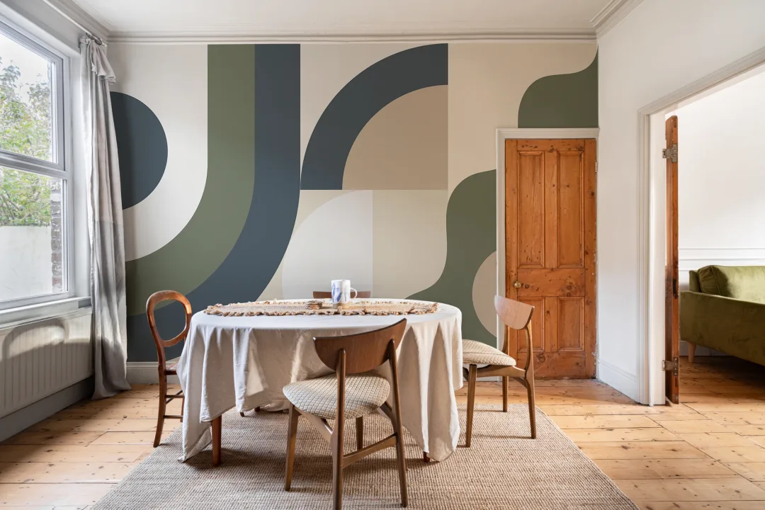 Multicolor Geometric Retro Pattern Wall Mural