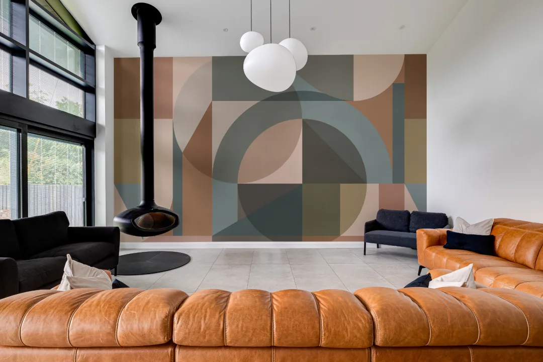 Wielokolorowa abstrakcyjna geometryczna fototapeta z nowoczesnym wzorem