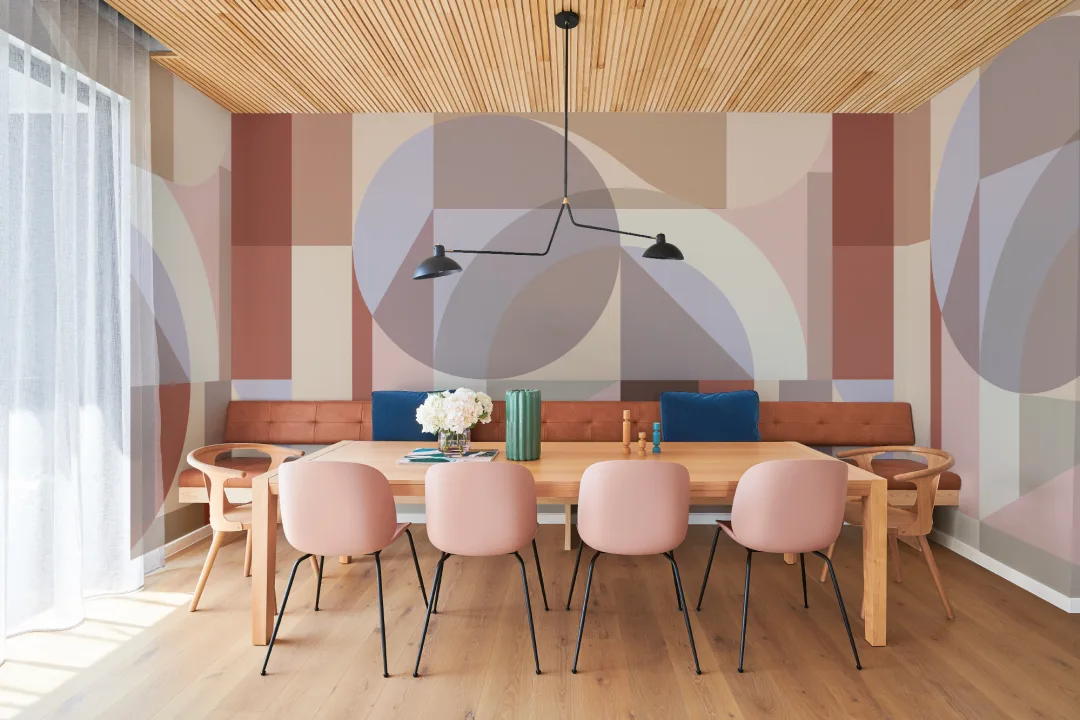 Lilac Geometric Abstract Multicolor Wall Mural
