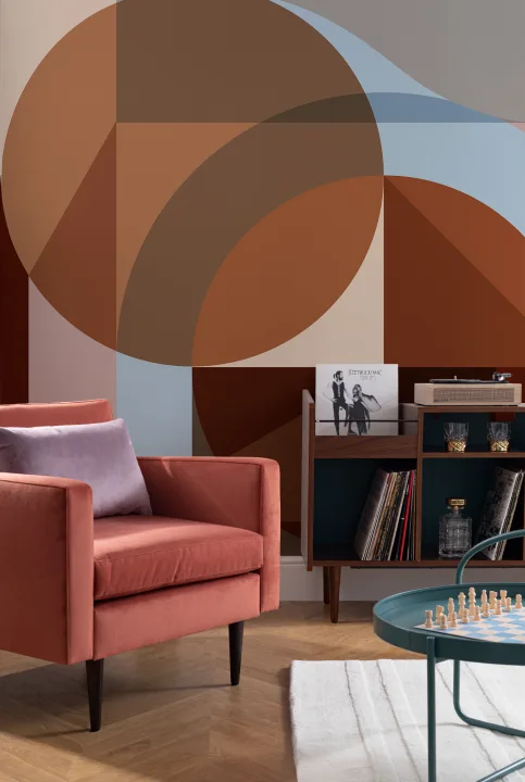 Orange Geometric Retro Vibe Wall Mural