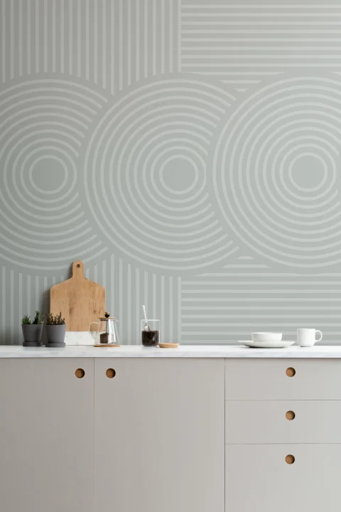 Green Zen Garden Japanese Geometric Wallpaper Mural
