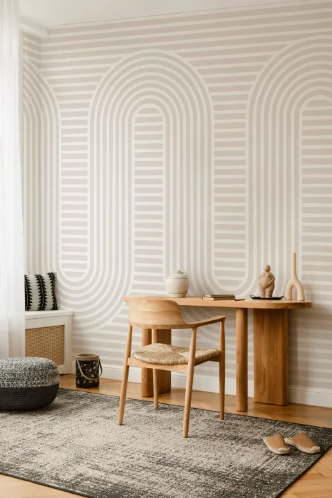 Mural Japonés en Colores Neutros con Efecto Jardín Zen