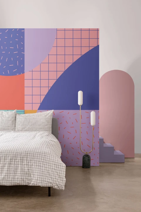 Memphis Style Multicolor Geometric Wallpaper Mural