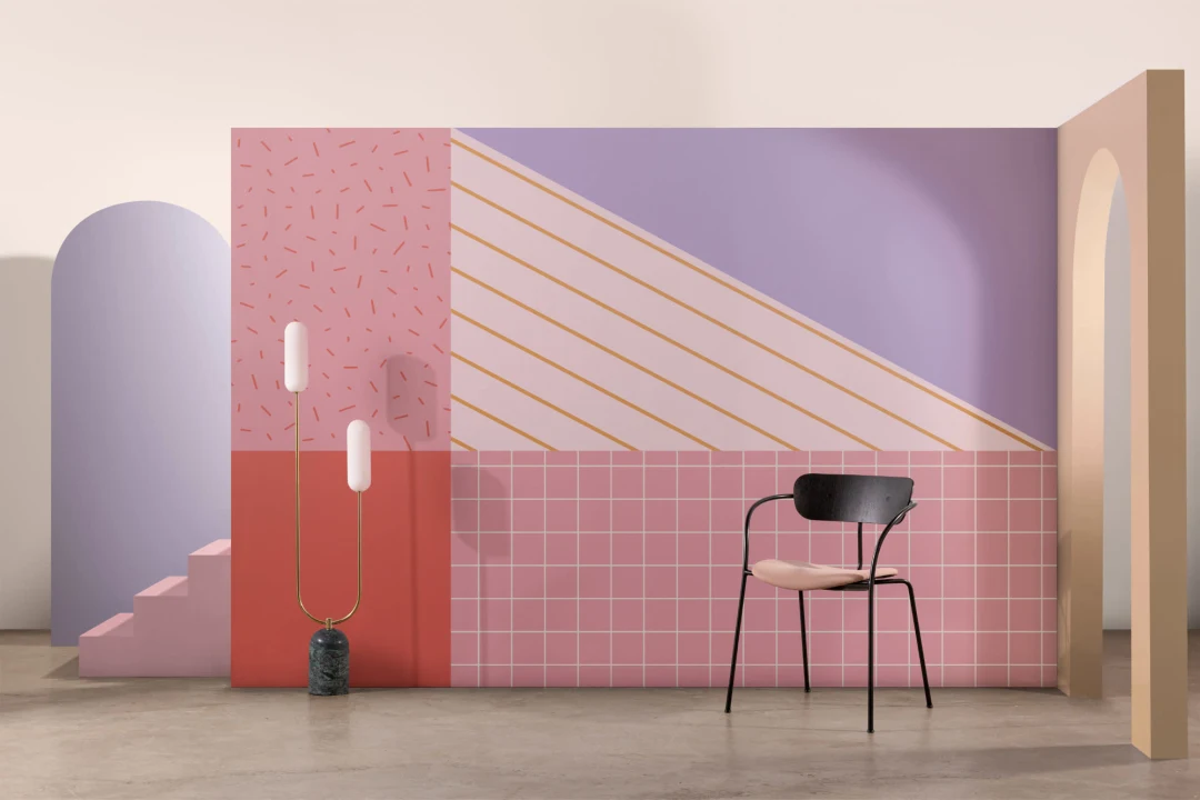 Memphis Style Pastel Geometric Wallpaper Mural