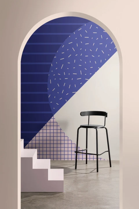 Memphis Style Blue & Pink Geometric Wallpaper Mural