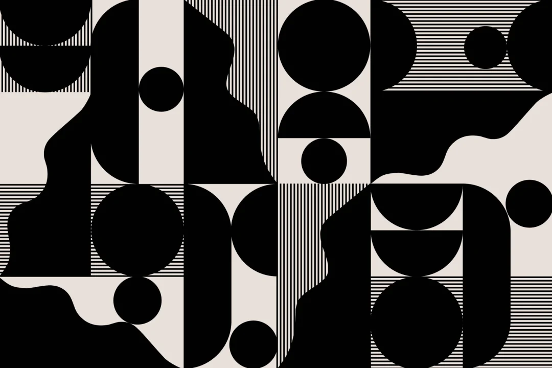 Bold Black and Beige Abstract Geometric Wallpaper Mural
