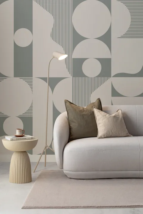 Bold Sage Green Abstract Geometric Wallpaper Mural