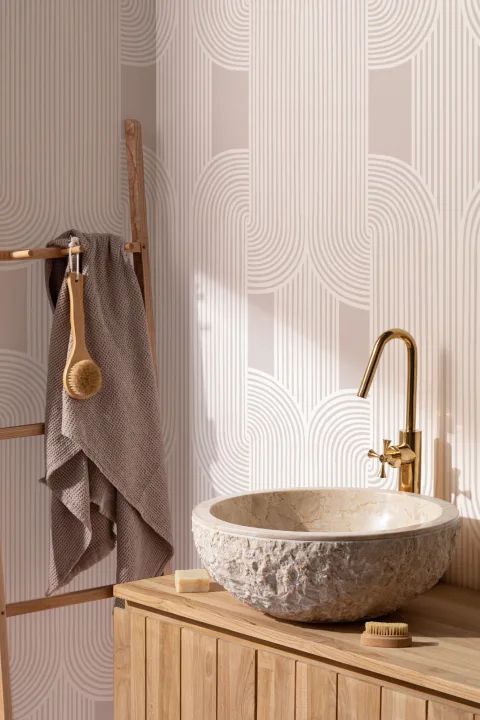 Neutral Calming Lines and Curves Repeat Pattern Wallpaper