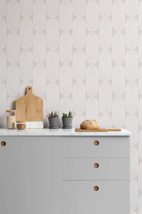 Neutral Zen Geometric Curves Repeat Pattern Wallpaper