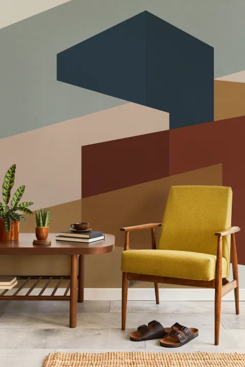 Modern Abstract Block Shapes Wallpaper Mural