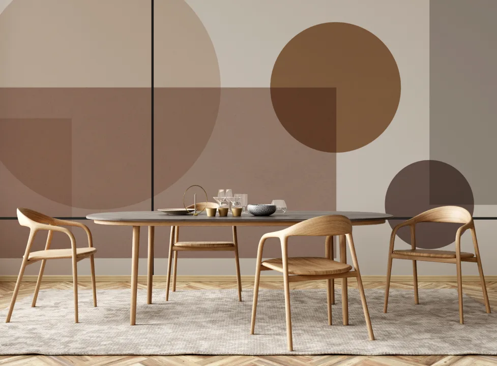 Neutral Mid Century Abstract Geometric Wallpaper Mural