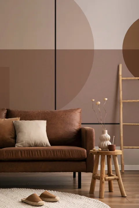 Neutral Mid Century Abstract Geometric Wallpaper Mural