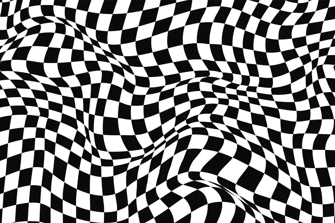 Black and White Wavy Checkered Aesthetic Pattern Wallpaper Mural