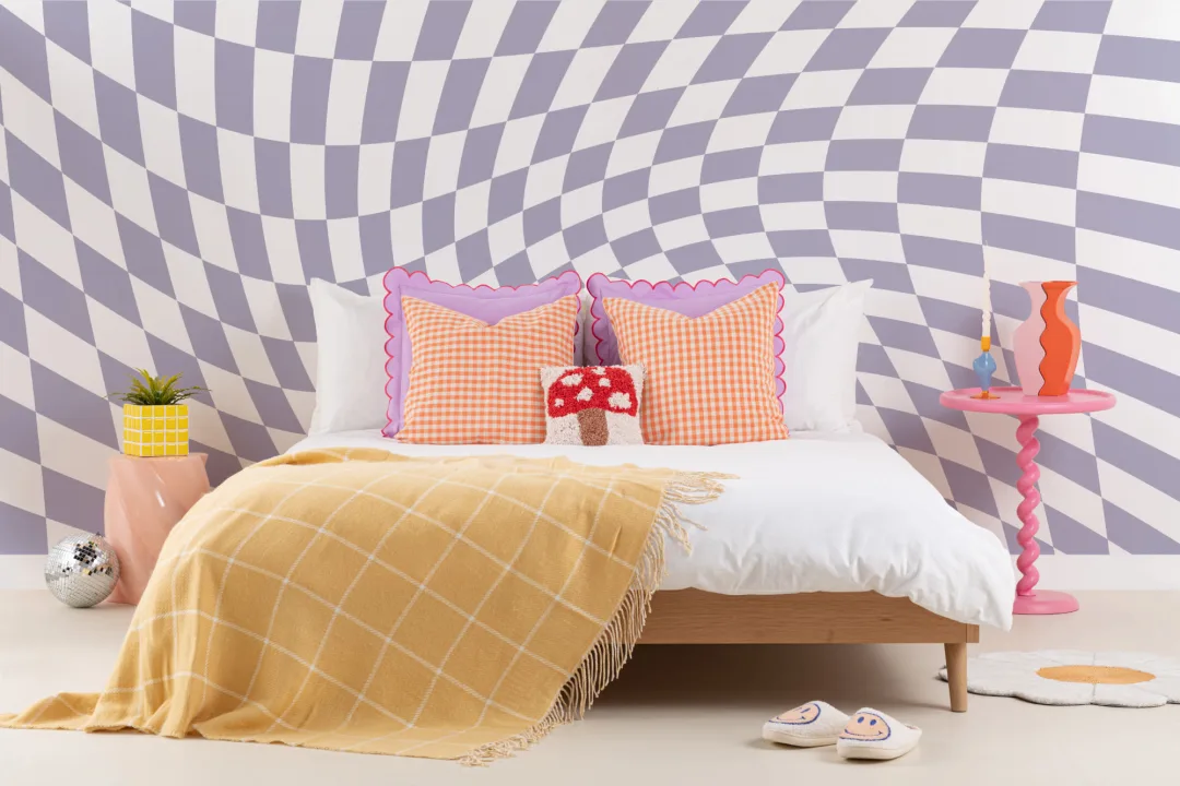 Cool Purple Checkered Aesthetic Pattern Wallpaper Mural