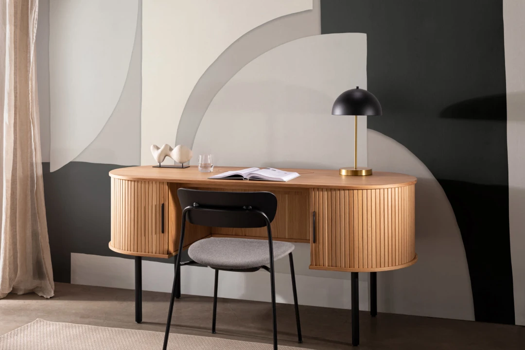 Black and Beige Abstract Shapes Wallpaper Mural