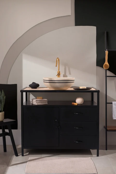 Black and Beige Abstract Shapes Wallpaper Mural
