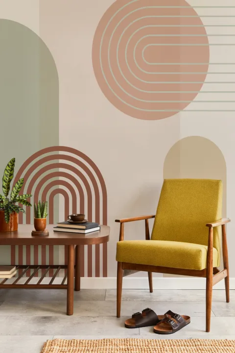 Classic Retro Geometric Wallpaper Mural
