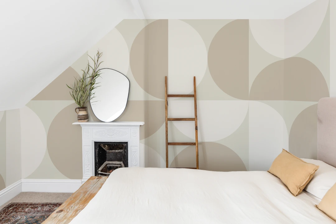 Neutral Circle Geometric Wallpaper Mural