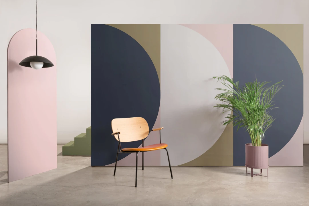 Navy and Pink Geometric Wallpaper Mural