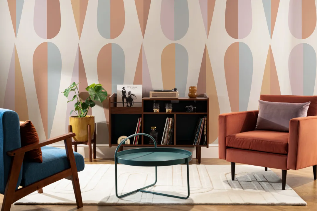 Pastel Retro Teardrop Wallpaper Mural