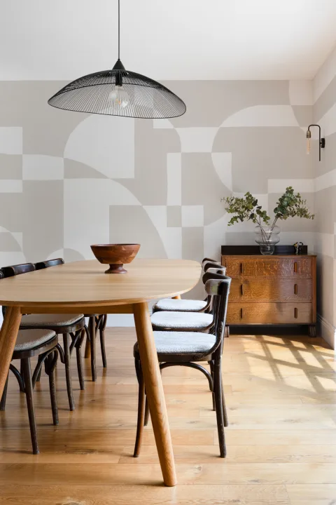Beige Skandinavisk Abstrakt Geometrisk Fototapet