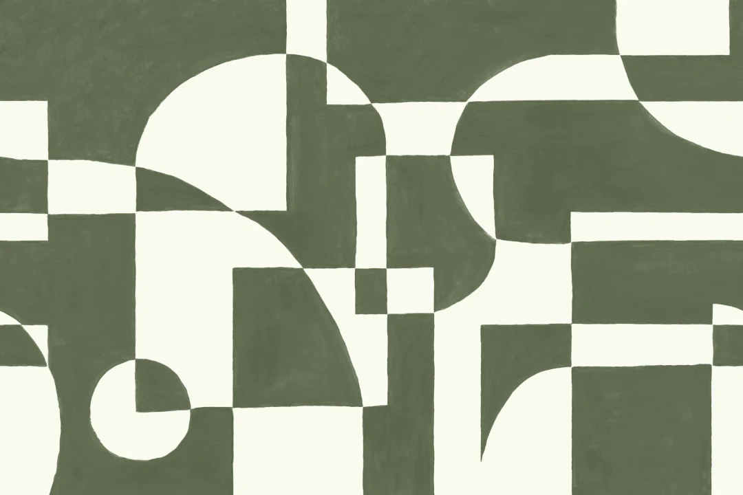 Mörkgrön skandinavisk abstrakt geometrisk fototapet